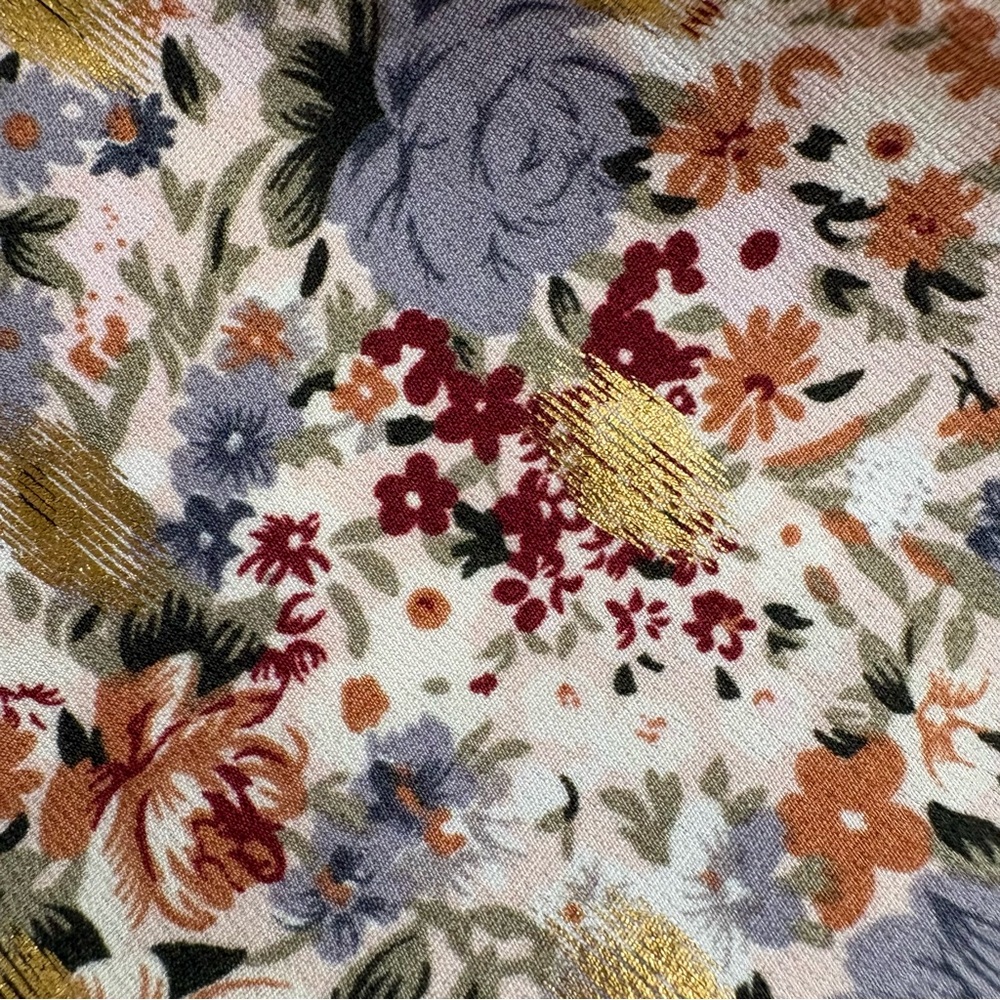 Anthropologie Free the Roses Floral with Gold Print Babydoll. Size Medium. - Picture 12 of 15